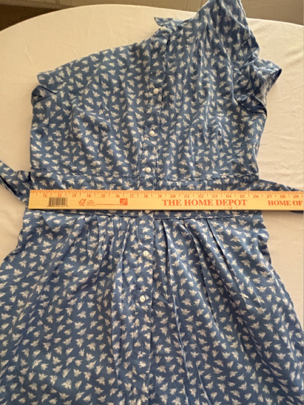 Saville Row Company Bumblee Print Blue Cotton Summer Dress Women’s Sz 12 - Picture 7 of 13